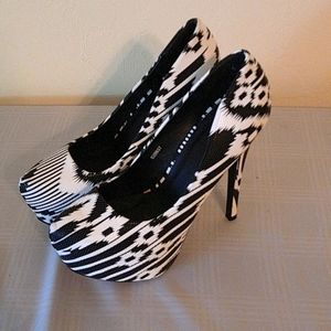 Black and white heels